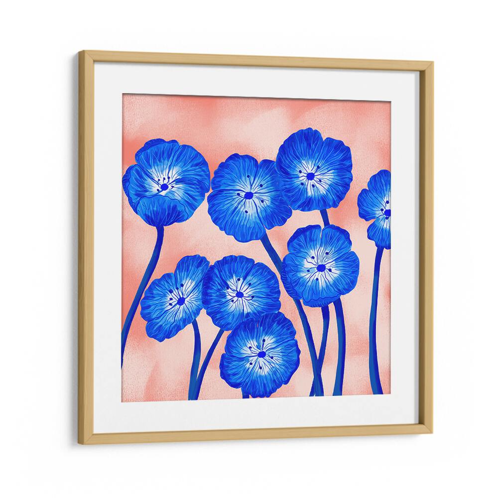 INDIGO BLOOMS , FLORAL FLOWER PAINTINGS