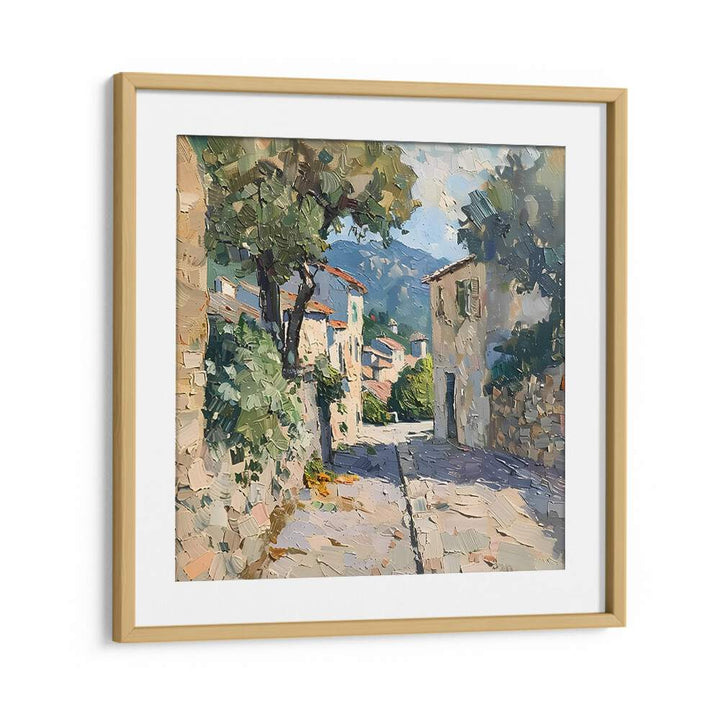 Vibrant STREET IN MALLORCA IV artwork captures Mediterranean charm, perfect for summer décor.