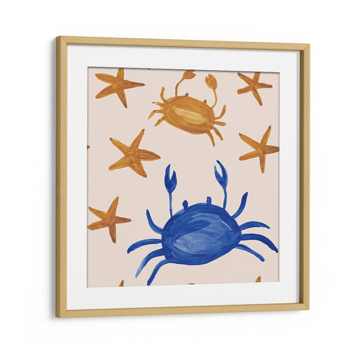 Bright and playful WATERCOLOUR TILE XI, KIDS ROOM PAINTINGS featuring crabs and stars, perfect for kids' decor.