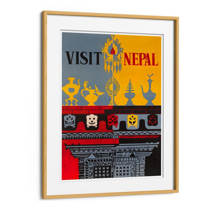 Framed NEPAL Vintage Travel Poster showcasing vibrant designs that evoke the spirit of adventure and exploration.