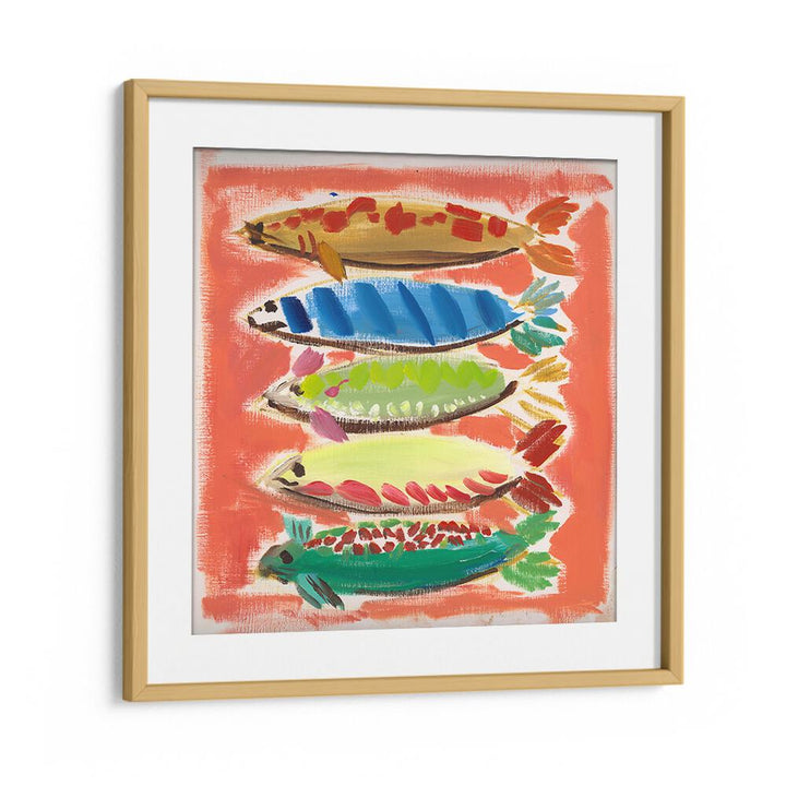 Colorful FIVE FISH, BEACH PAINTINGS showcase vibrant coastal art, perfect for beach house decor and adding charm to any space.