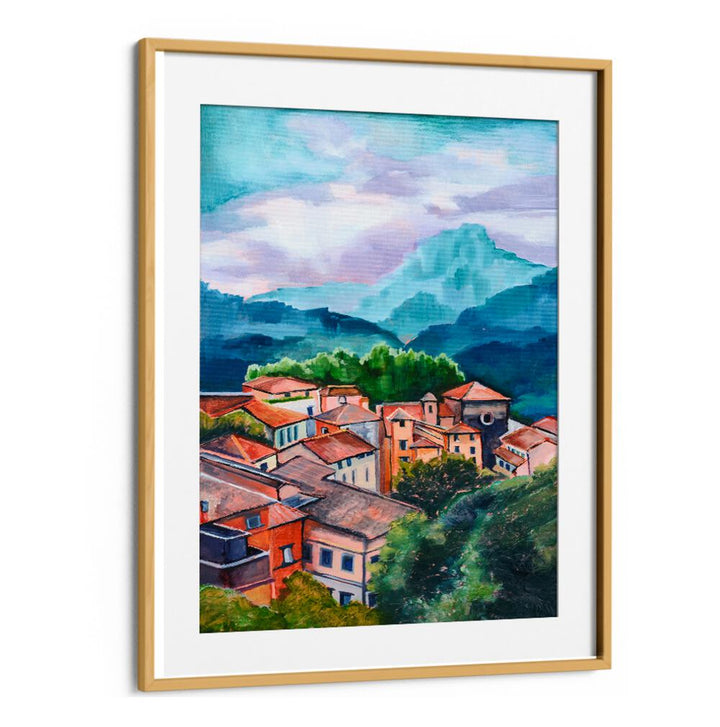 VILLAGE IN THE MOUNTAINS , LANDSCAPE PAINTINGS