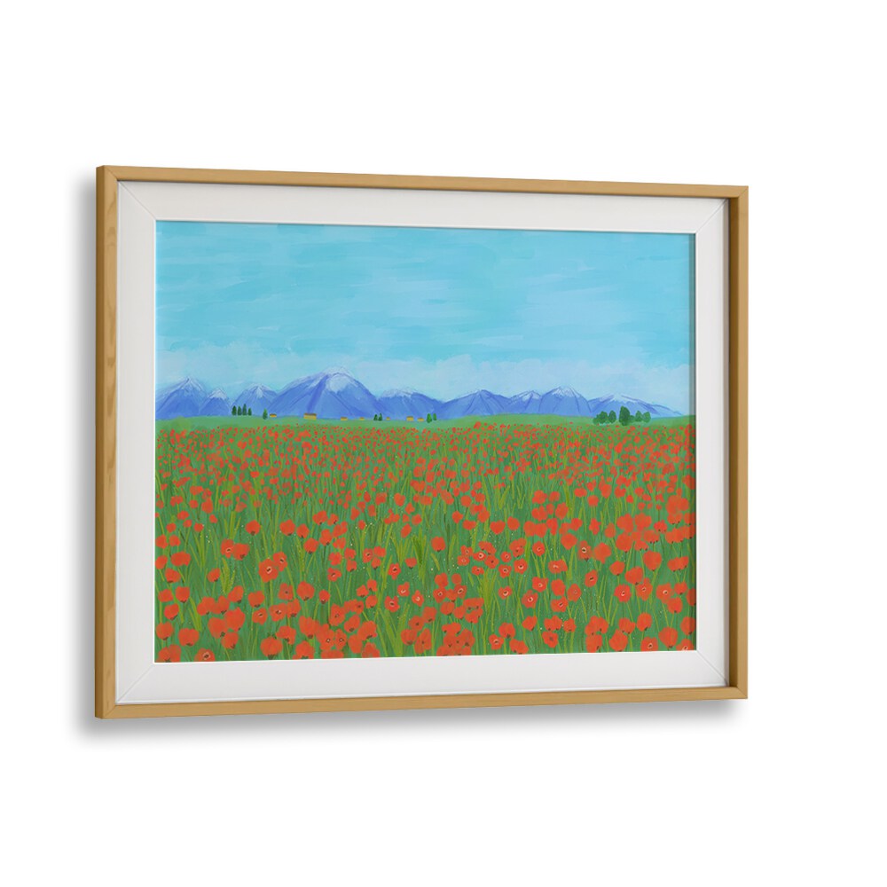 POPPY FIELD , LANDSCAPE ART PRINTS , LANDSCAPE PAINTINGS