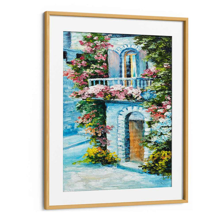 Pastel Haven Vintage European Paintings in Oak Wood Frame With Mount