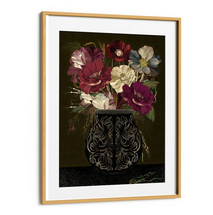 Stunning VINTAGE BOUQUET, FLORAL FLOWER PAINTINGS showcasing a beautiful mix of dried flowers in an elegant vase.