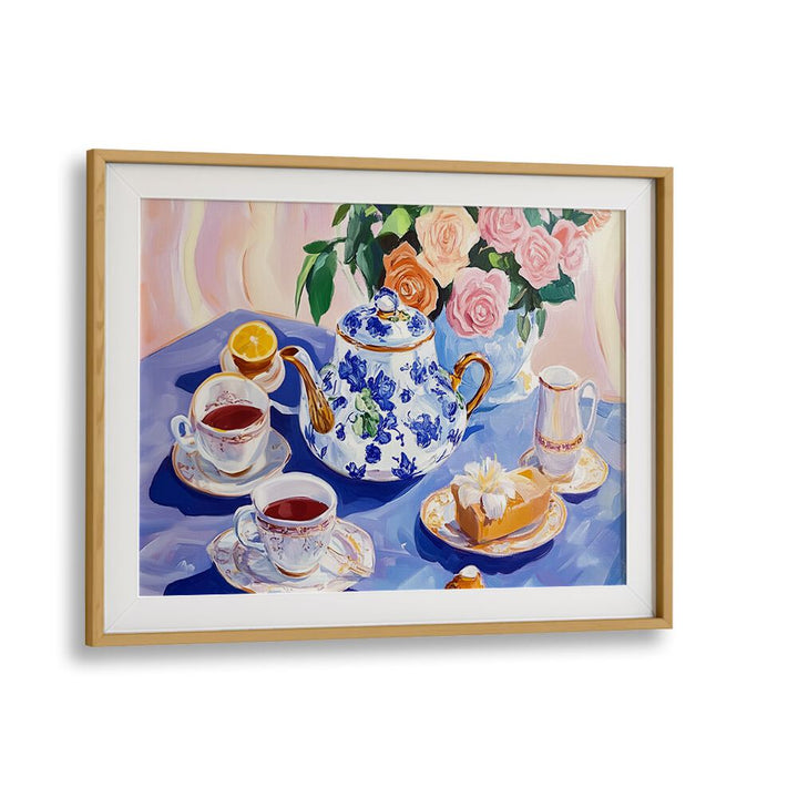Charming AFTERNOON TEA TABLE, KITCHEN POSTERS featuring elegant tea set and floral decor, perfect for any gathering.
