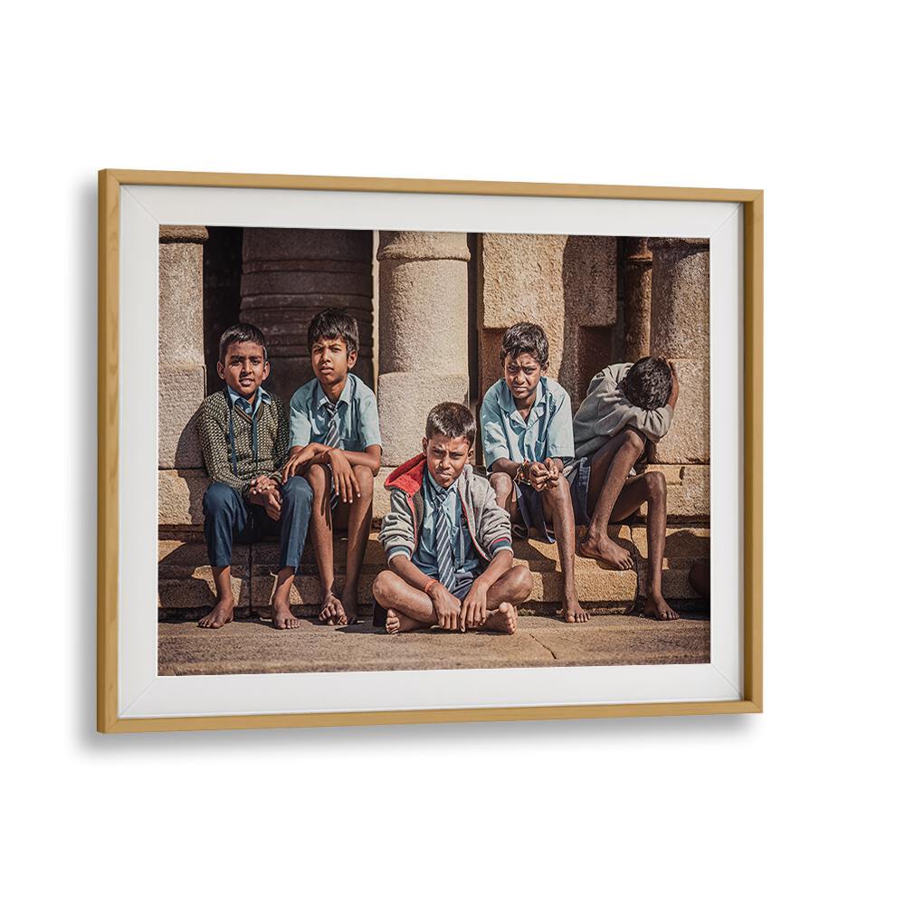 FIVE LITTLE INDIANS, PHOTOGRAPHY PRINTS showcase urban life through striking portraits of children in a vibrant setting.