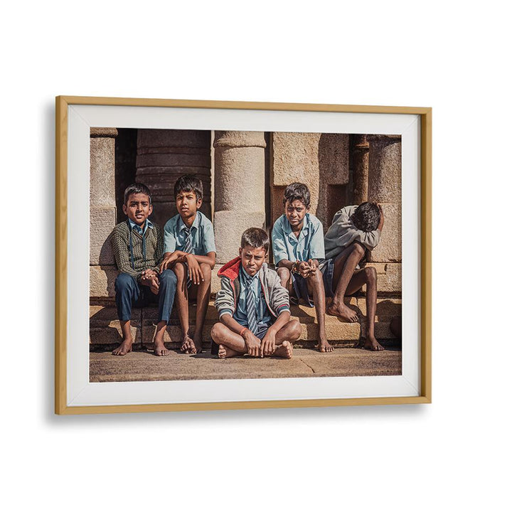 FIVE LITTLE INDIANS, PHOTOGRAPHY PRINTS showcase urban life through striking portraits of children in a vibrant setting.