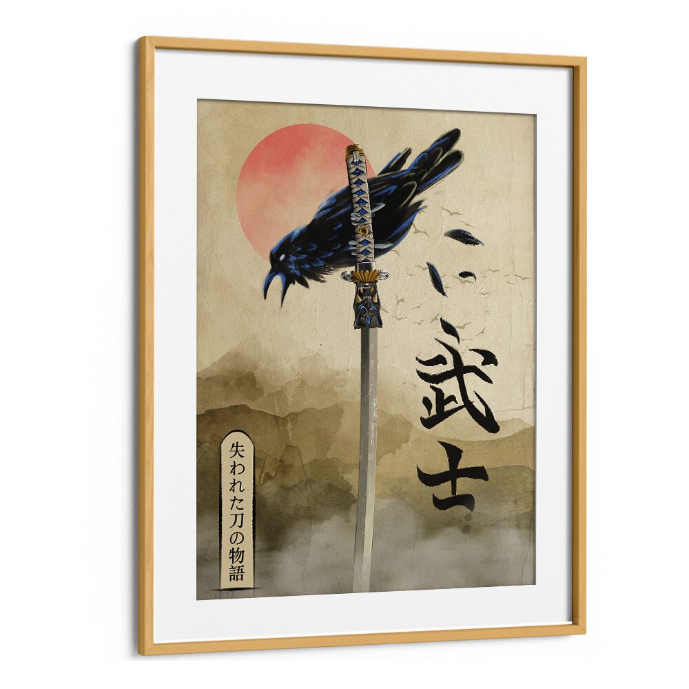 Elegant DEAD SOULS, JAPANESE PAINTINGS artwork features a crow and a katana, blending emotion and storytelling beautifully.