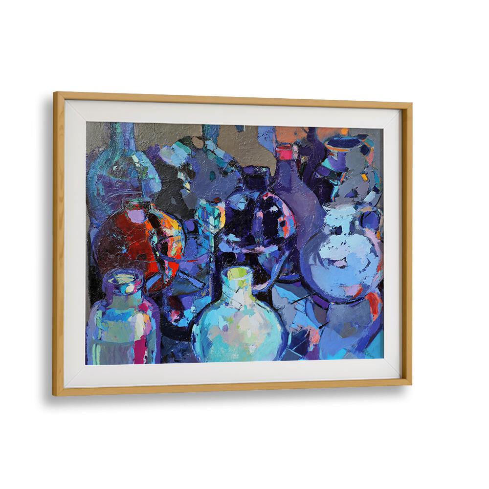 Colorful abstract painting featuring GLASS JUGS, perfect for enhancing modern decor and artistic ambiance.