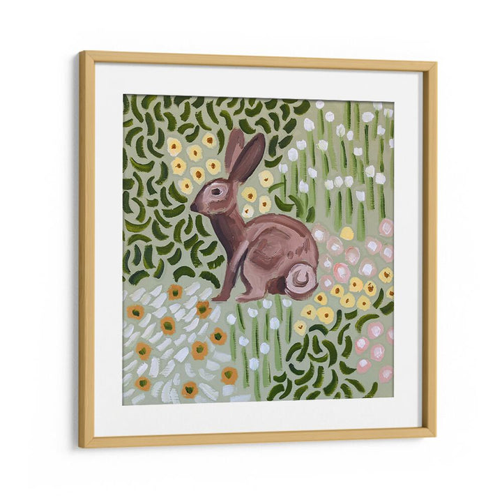 COZY CORNER, ANIMAL PAINTINGS feature a charming rabbit surrounded by vibrant flowers, perfect for your home decor.