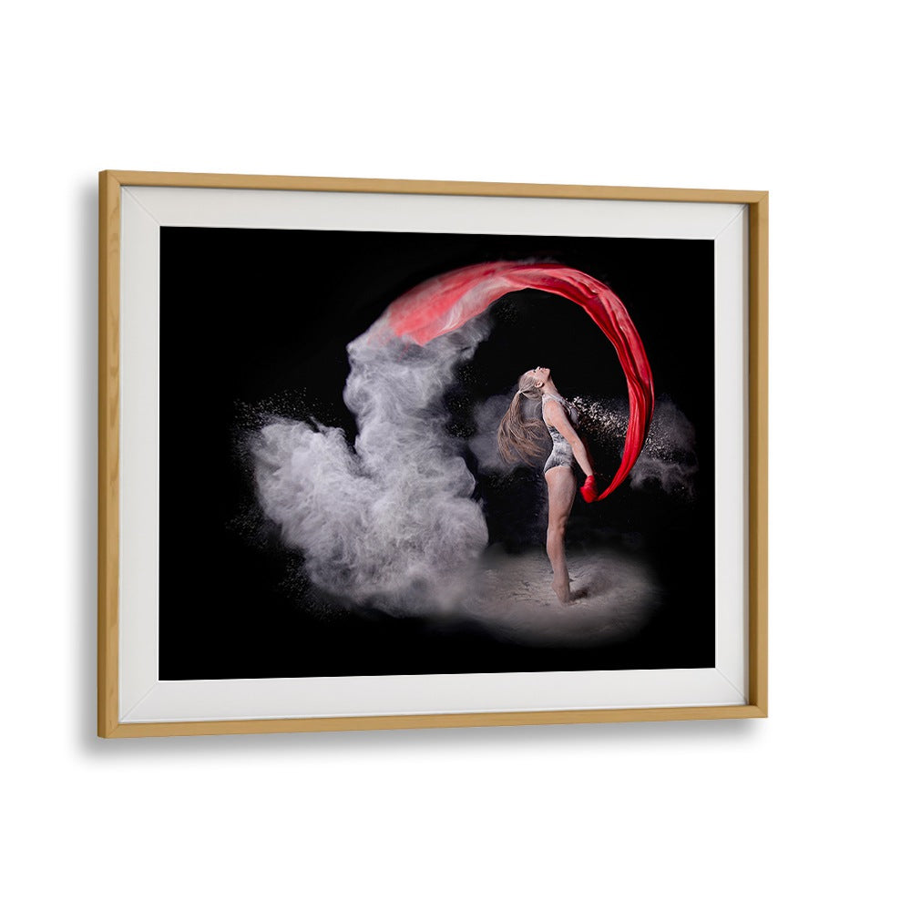 Ethereal scene featuring POWDER MIST , PHOTOGRAPHY PRINTS with vibrant red silk, perfect for stunning portrait art.