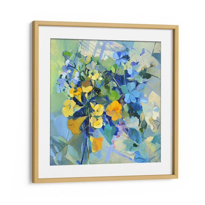 Colorful abstract painting featuring flowers, showcasing the essence of WELLOW OIL, perfect for enhancing your space.