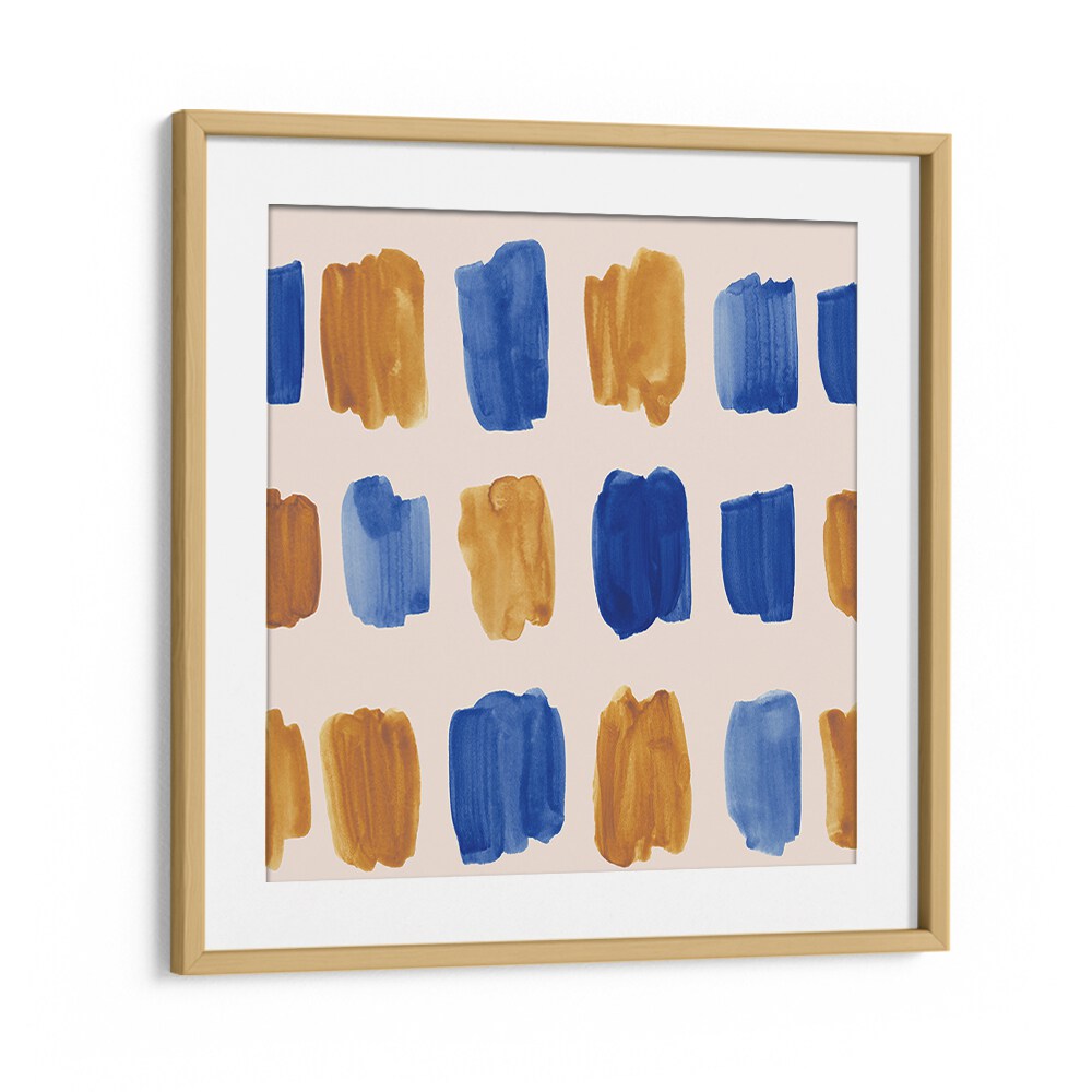 Add a touch of elegance to your décor with WATERCOLOUR TILE XVI, ABSTRACT PAINTINGS, showcasing vibrant blue and gold hues.