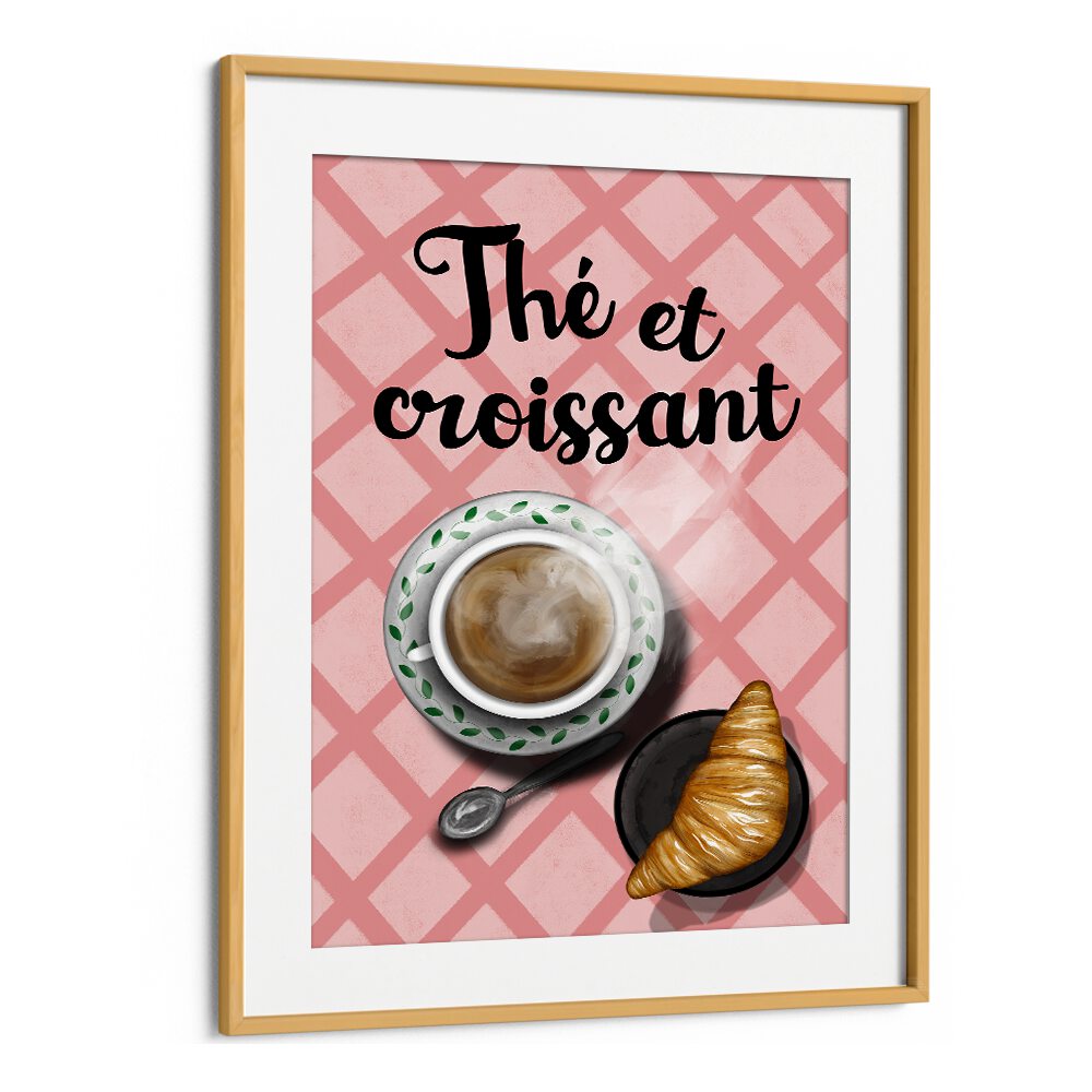 Framed art featuring coffee and croissant, perfect for THE ET CROISSANT, BAR ambiance. Ideal café decor.