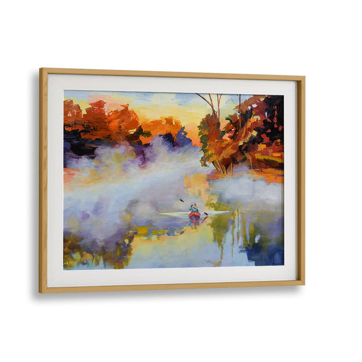 PADDLING IN THE MIST , LANDSCAPE PAINTINGS