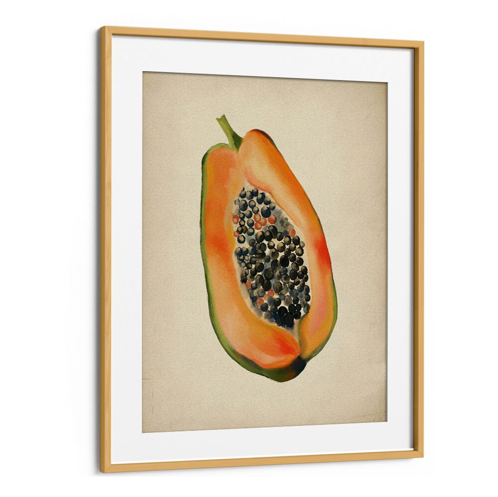 VINTAGE FRUIT- PAPAYA, KITCHEN POSTERS showcasing a vibrant papaya slice, perfect for enhancing tropical kitchen decor.
