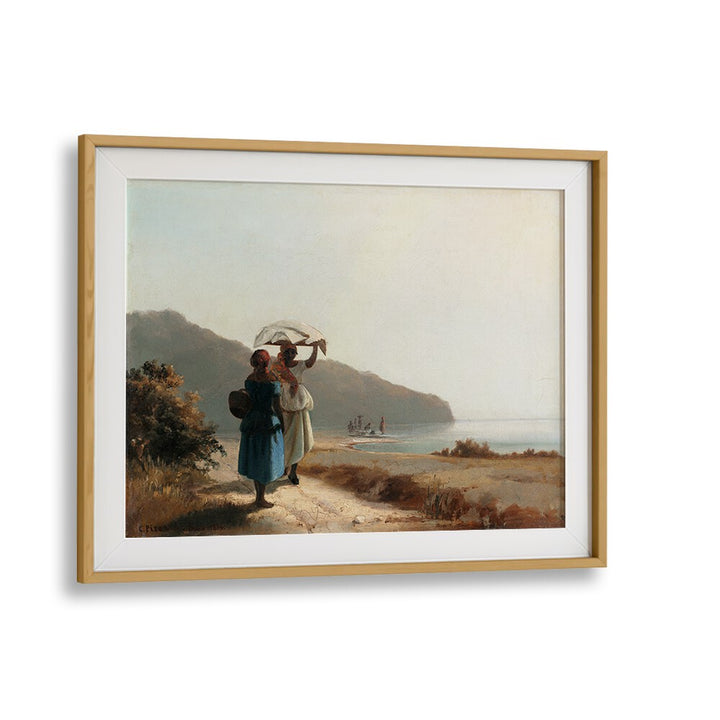 TWO WOMEN CHATTING BY THE SEA, ST. THOMAS (1856) , VINTAGE PAINTINGS