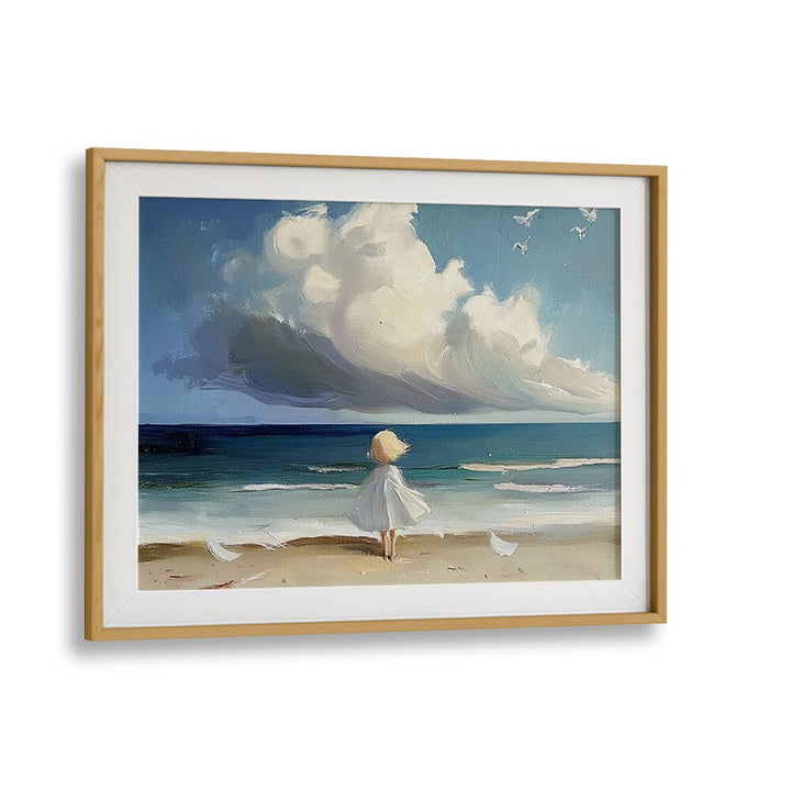 Enchanting LITTLE GIRL ON THE BEACH artwork captures childhood joy and nostalgia, perfect for home decor.