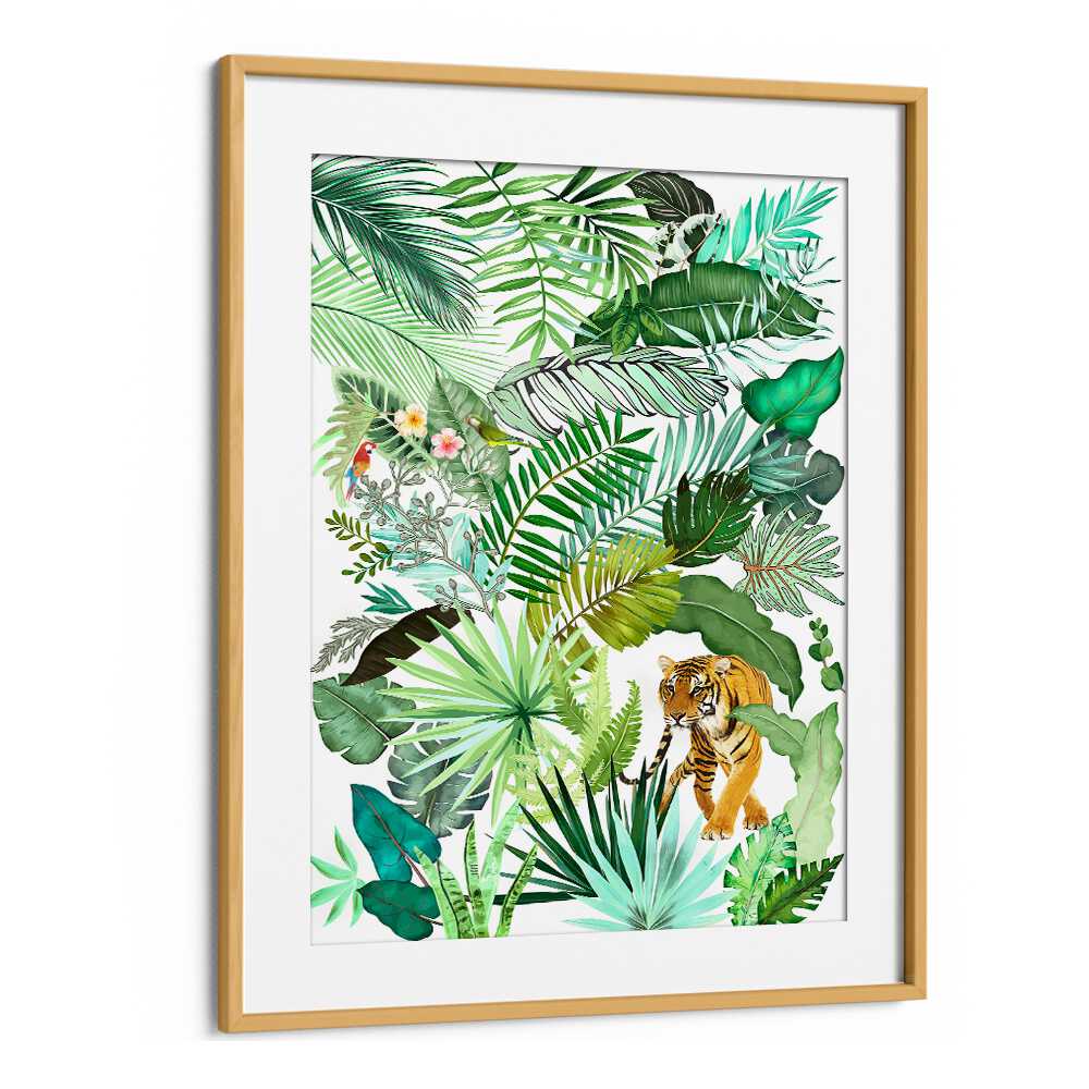 JUNGLE TIGER IV , BOTANICAL FLOWER PAINTINGS