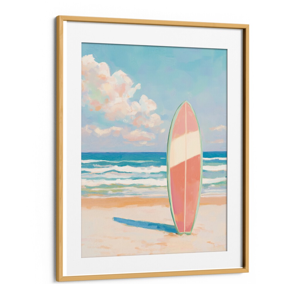 Vibrant SEA BEACH SURFBOARD against a serene ocean backdrop, perfect for beach paintings enthusiasts.