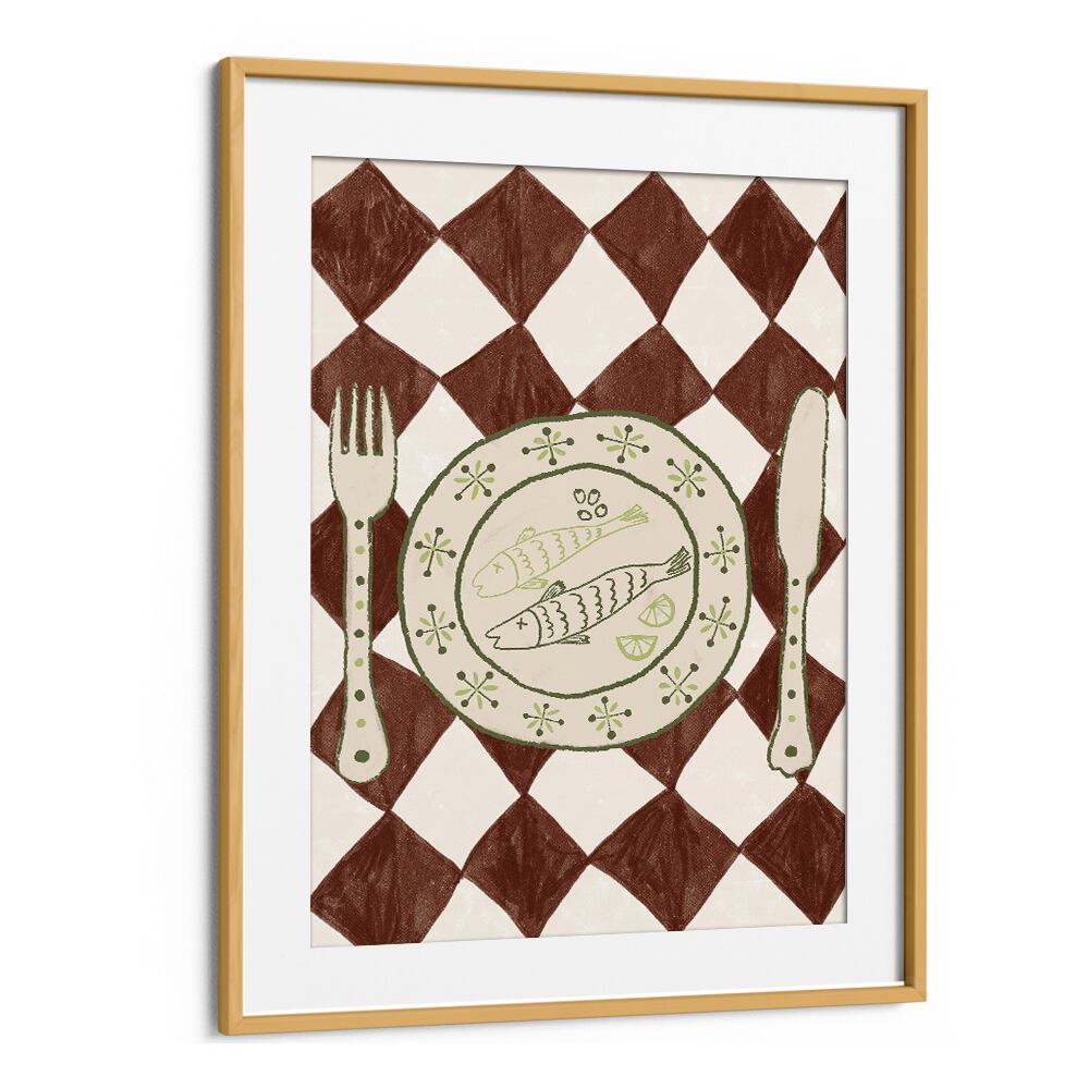 Stylish DINNER, KITCHEN POSTERS featuring a fork, knife, and artistic plate design, perfect for enhancing your dining space.