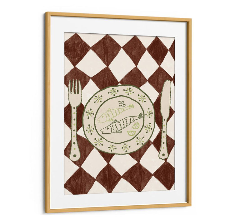 Stylish DINNER, KITCHEN POSTERS featuring a fork, knife, and artistic plate design, perfect for enhancing your dining space.