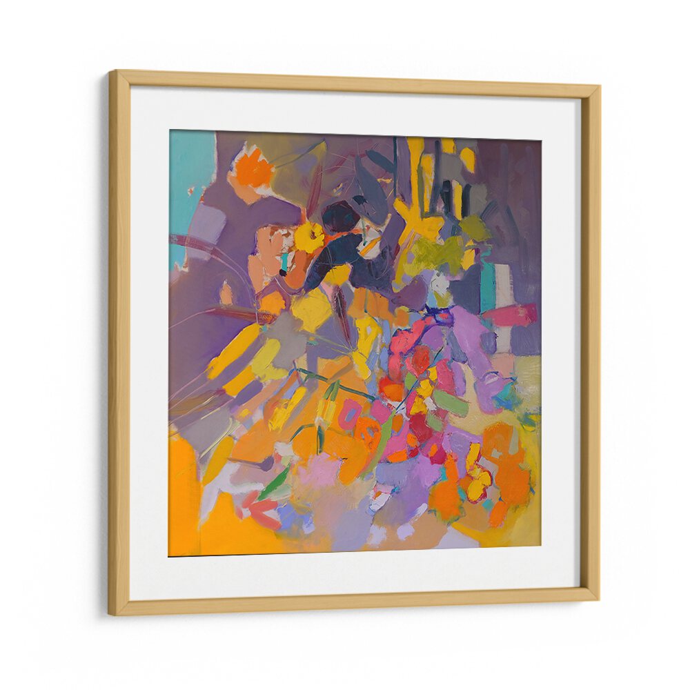 Vibrant abstract painting of orange flowers, perfect for enhancing your home decor with bright colors.