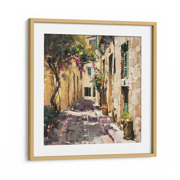 ALLEYWAY MALLORCA showcases a picturesque alley adorned with vibrant flowers, blending elegance and modern aesthetics.