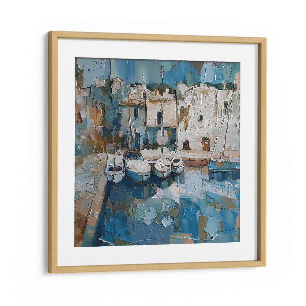 Captivating BOATS IN THE HARBOR MALLORCATHERAPY artwork, bringing coastal serenity to your home decor.