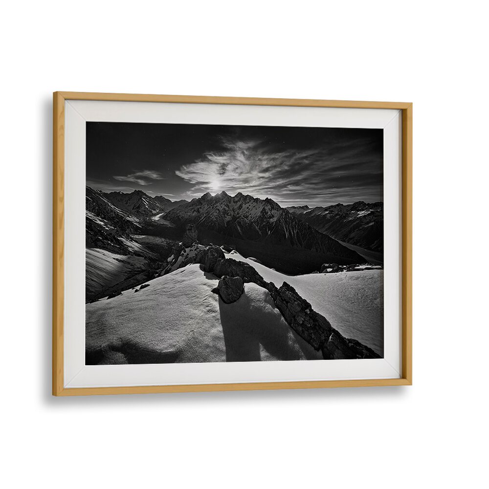 Stunning MOONLIGHT OVER TASMAN GLACIER, PHOTOGRAPHY PRINTS showcasing the glacier's beauty under a night sky.