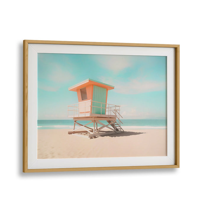 LIFEGUARD TOWER MOODS, BEACH PAINTINGS showcase a vibrant lifeguard tower against a serene beach backdrop.