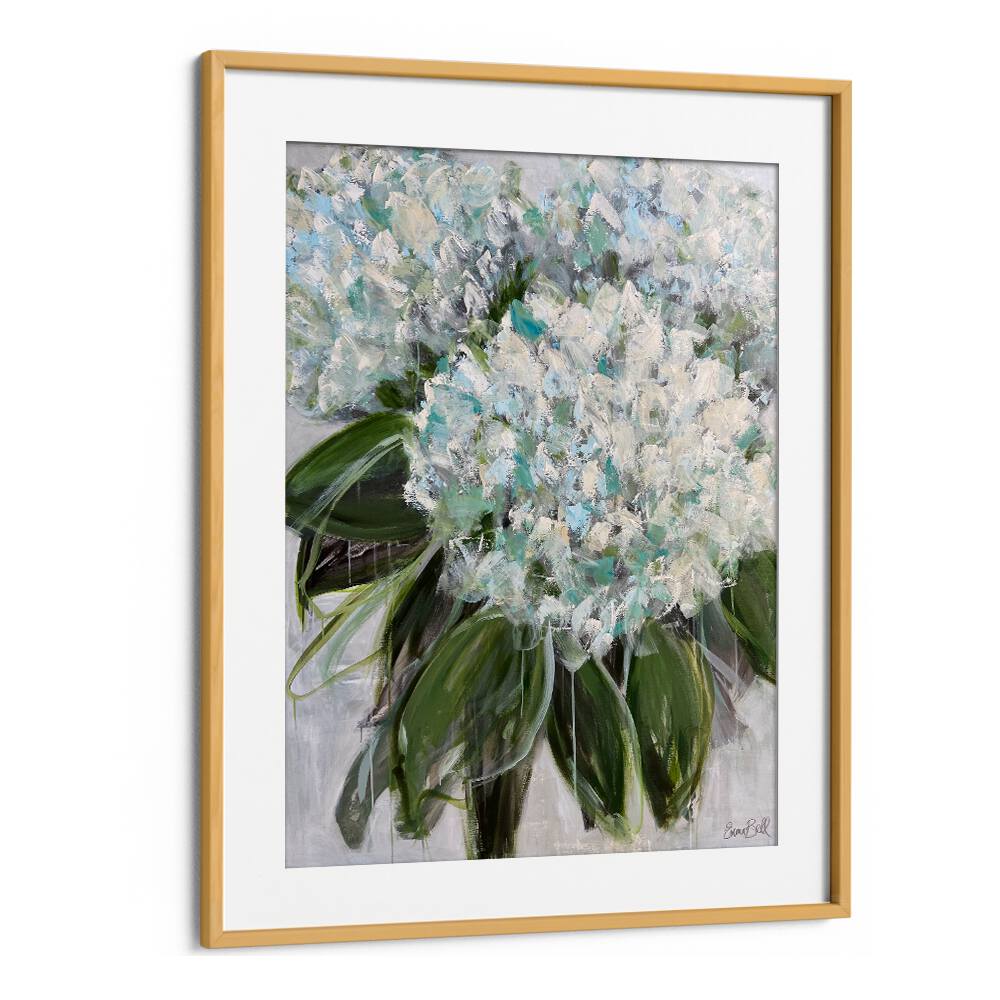 Transform your space with DELICATE WHITE AND BLUE HYDRANGEAS, FLORAL FLOWER PAINTINGS featuring lush brushstrokes.