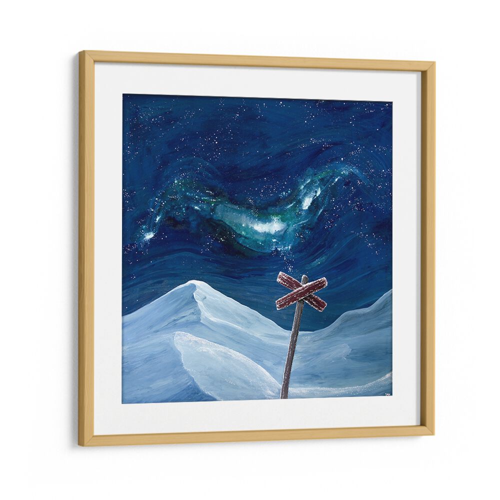 Snowy landscape with a starry sky, perfect for HOAR FROST, KIDS ROOM PAINTINGS at Oakwood Mount.