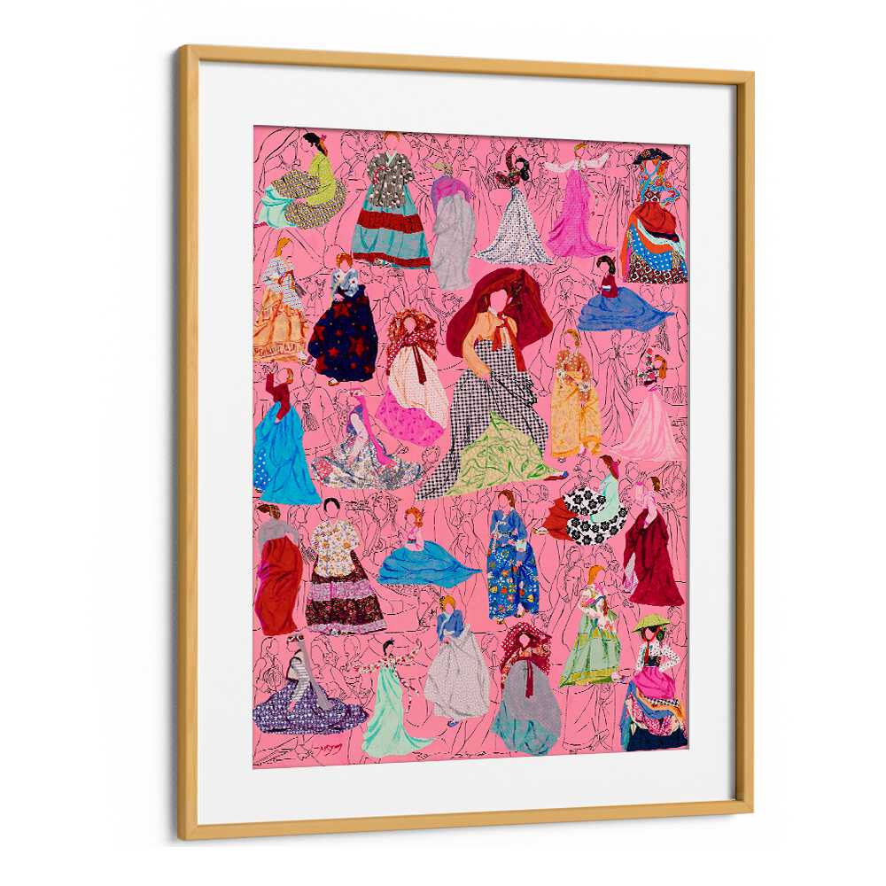 Colorful PICNIC, FASHION POSTERS featuring stylish dresses in vibrant patterns, perfect for any chic decor.
