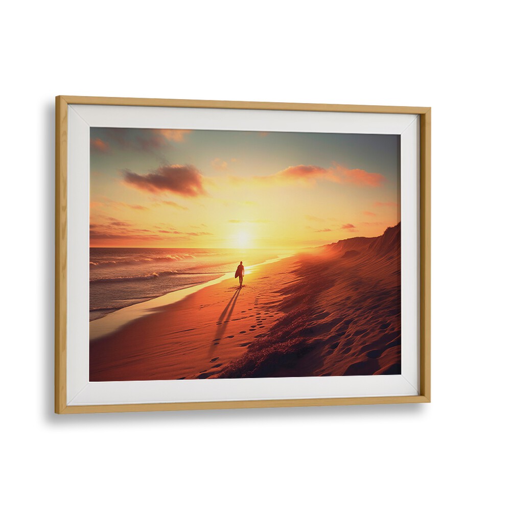 Tranquil sunset over a sandy beach, perfect for relaxation with SUNSET BEACH, BEACH PAINTINGS by Philippe Hugonnard.