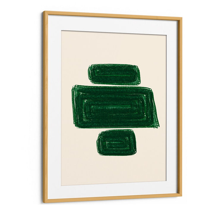 SIMPLEX I, GEOMETRIC ART PRINTS showcase bold green shapes in a stylish frame, perfect for modern home decor.