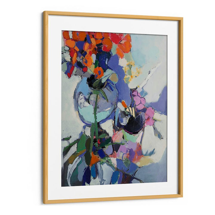Vibrant ORANGE POPPIES, ABSTRACT PAINTINGS in a stylish frame, perfect for enhancing your home decor.