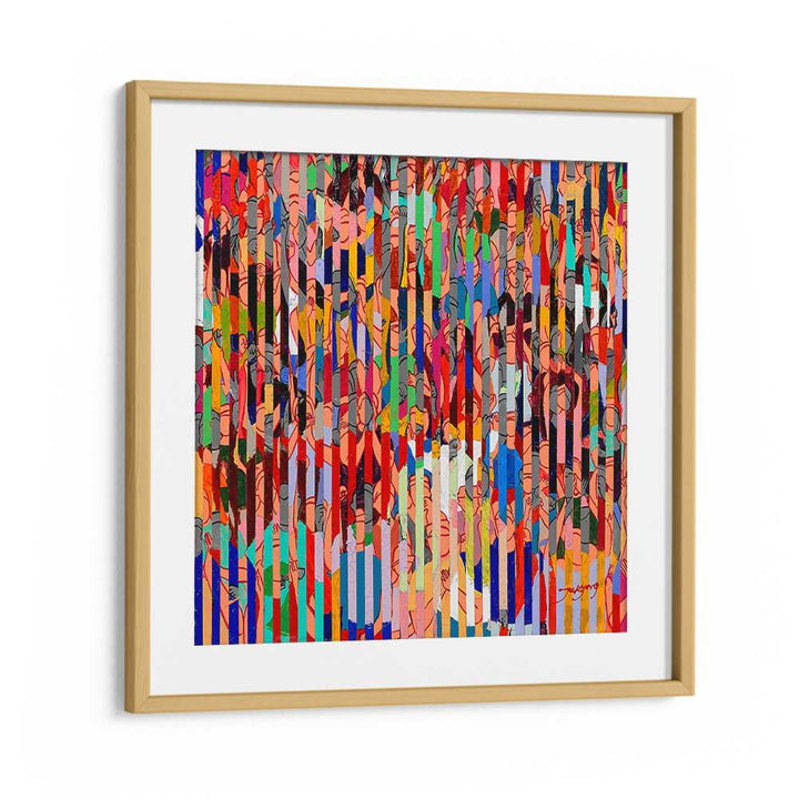Colorful abstract painting titled "STADIUM, ABSTRACT PAINTINGS" featuring vibrant patterns and dynamic shapes.