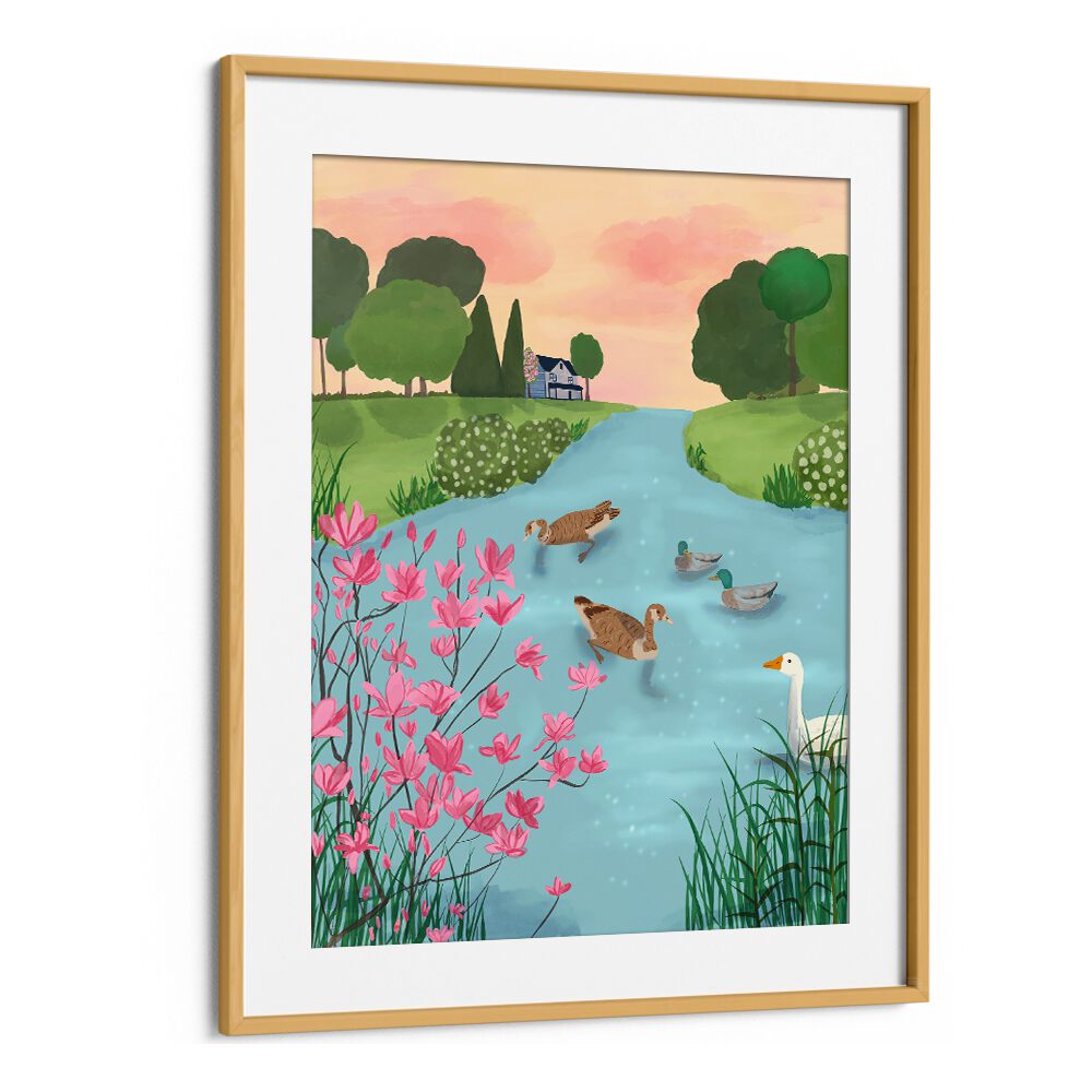 DUCKS ON SUMMER TRAILS , WILDLIFE PAINTINGS , WILDLIFE POSTERS