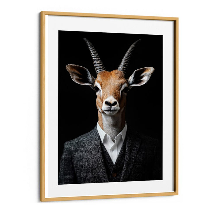 WILD SUITS - ANTELOPE, ANIMAL PAINTINGS showcase a stylish antelope dressed in a sophisticated suit by Philippe Hugonnard.