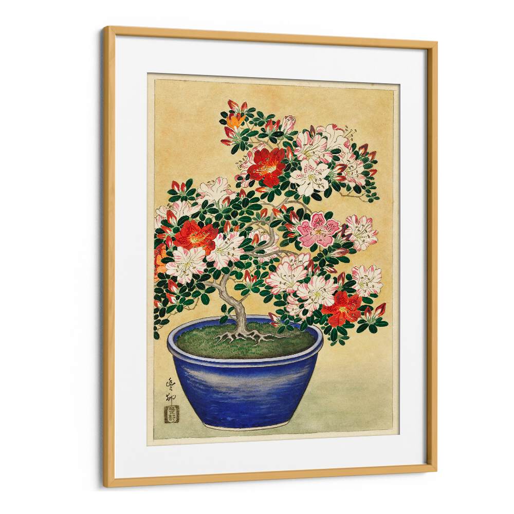 BLOOMING AZALEA IN BLUE POT (1920 - 1930)  , JAPANESE PAINTINGS , JAPANESE ART PRINTS