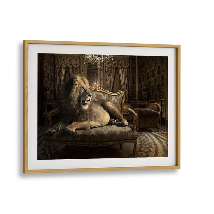 Luxurious PALAZZO LION photography prints showcasing a majestic lion in an elegant setting, perfect for art lovers.