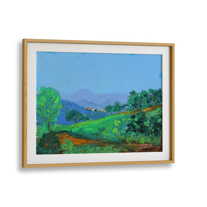Vibrant GREEN HILLSIDE , LANDSCAPE PAINTINGS with lush greenery and hills, perfect for home decor at Oakwood Mount.
