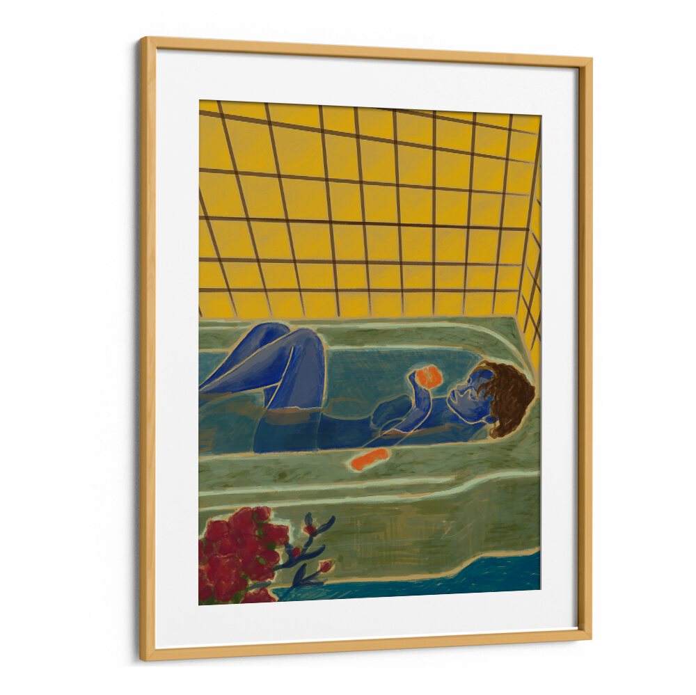Relaxing figure in a vibrant setting, inspired by THE ROSE, PORTRAITS & FIGURATIVE ILLUSTRATIONS collection.