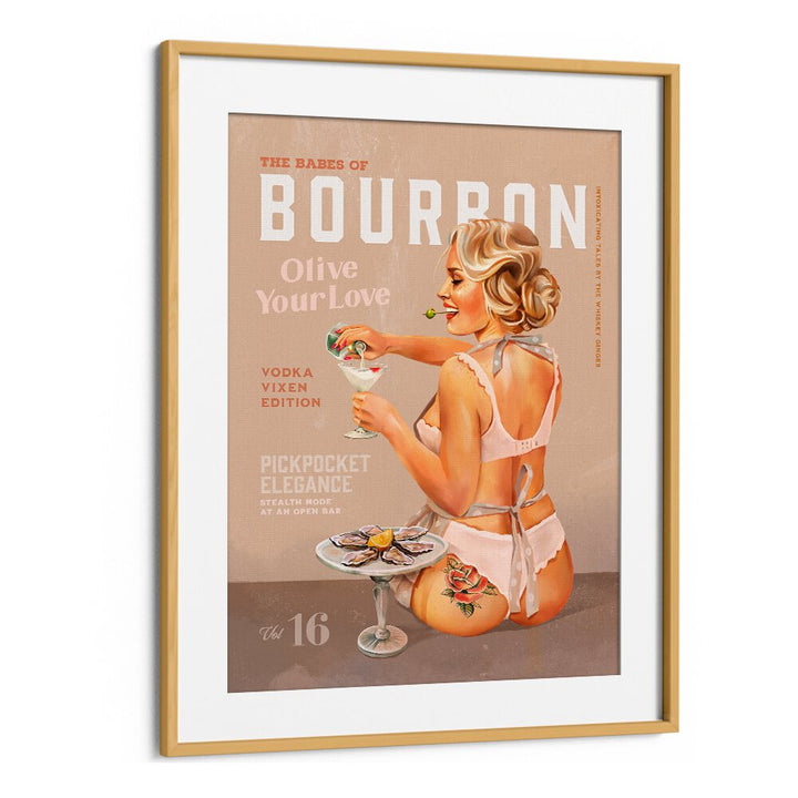 BOURBON BABE VINTAGE VODKA MARTINI PIN UP GIRL , BAR POSTERS , BAR ART PRINTS