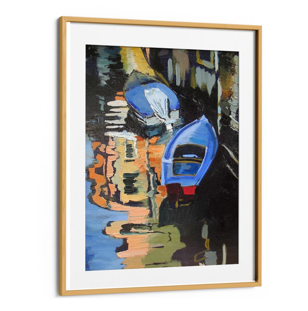 BOATS ON THE CANAL , BEACH PAINTINGS