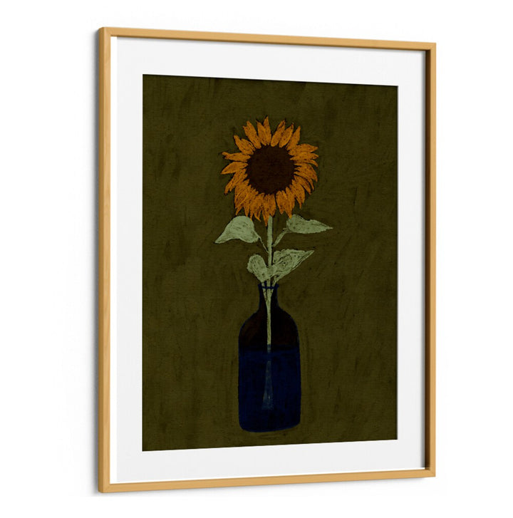 Bright sunflower in a vase on a dark background, perfect for RADIANT VIEW, KITCHEN POSTERS to elevate your decor.