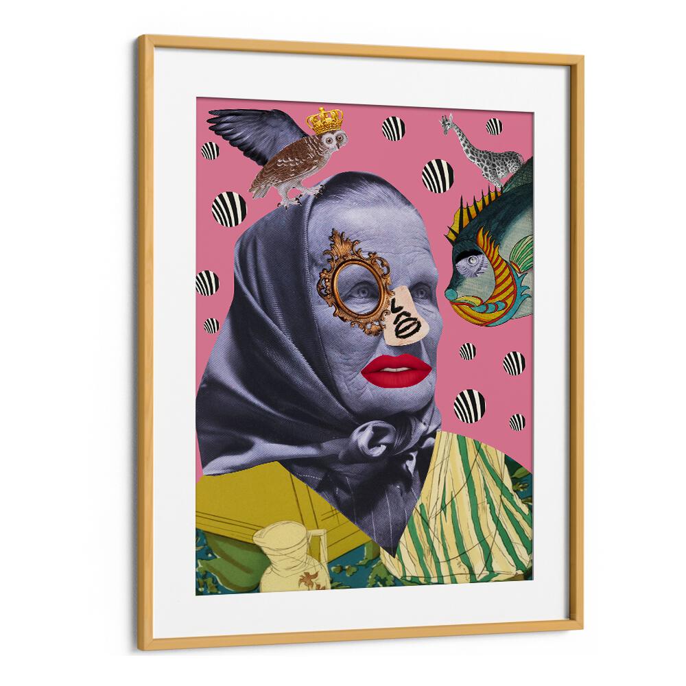 Surreal art print titled "GRANDMOTHER," blending tradition with vibrant creativity for a unique home decor piece.
