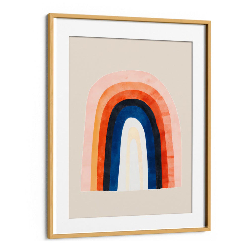 OVER THE RAINBOW , KIDS ROOM PAINTINGS with colorful arches in a wooden frame, adding whimsy and joy by Oakwood Mount.